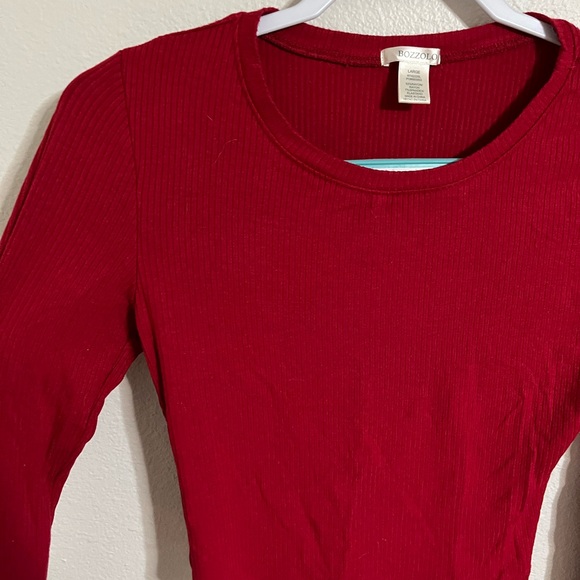 Bozzolo Red Ribbed Crop Top - Picture 2 of 3